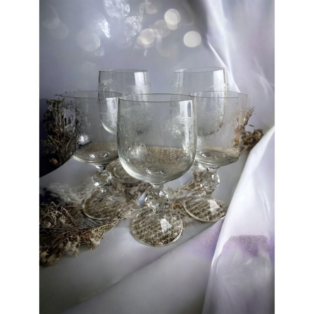 Cascade Etch Clear Crystal Glasses Set 3 And Set 2